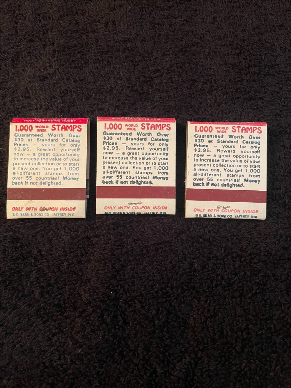 3 Vintage '1,000 Stamps' Matchbook Collectible Packs - Red, Blue, White - Picture 2 of 3